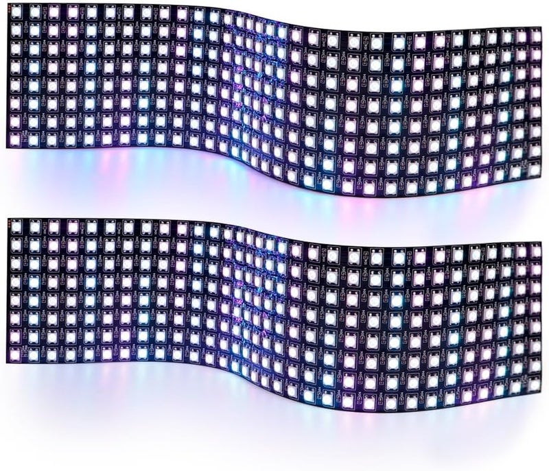 LOAMLIN WS2812B RGB LED Digital Flexible Individually Addressable Panel Light WS2812 8X8 16X16 8X32 LED Module Matrix Screen DC5V (2Pack 8X32 256Pixels) - Image 1